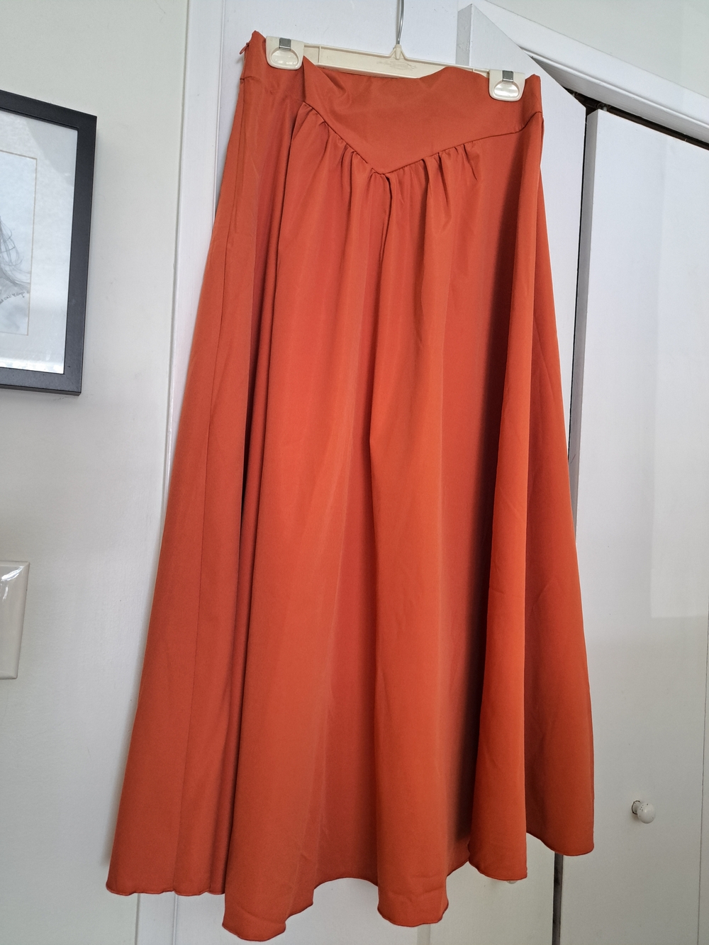 Women's Rust Orange Maxi Skirt with Soft Gathered Waist